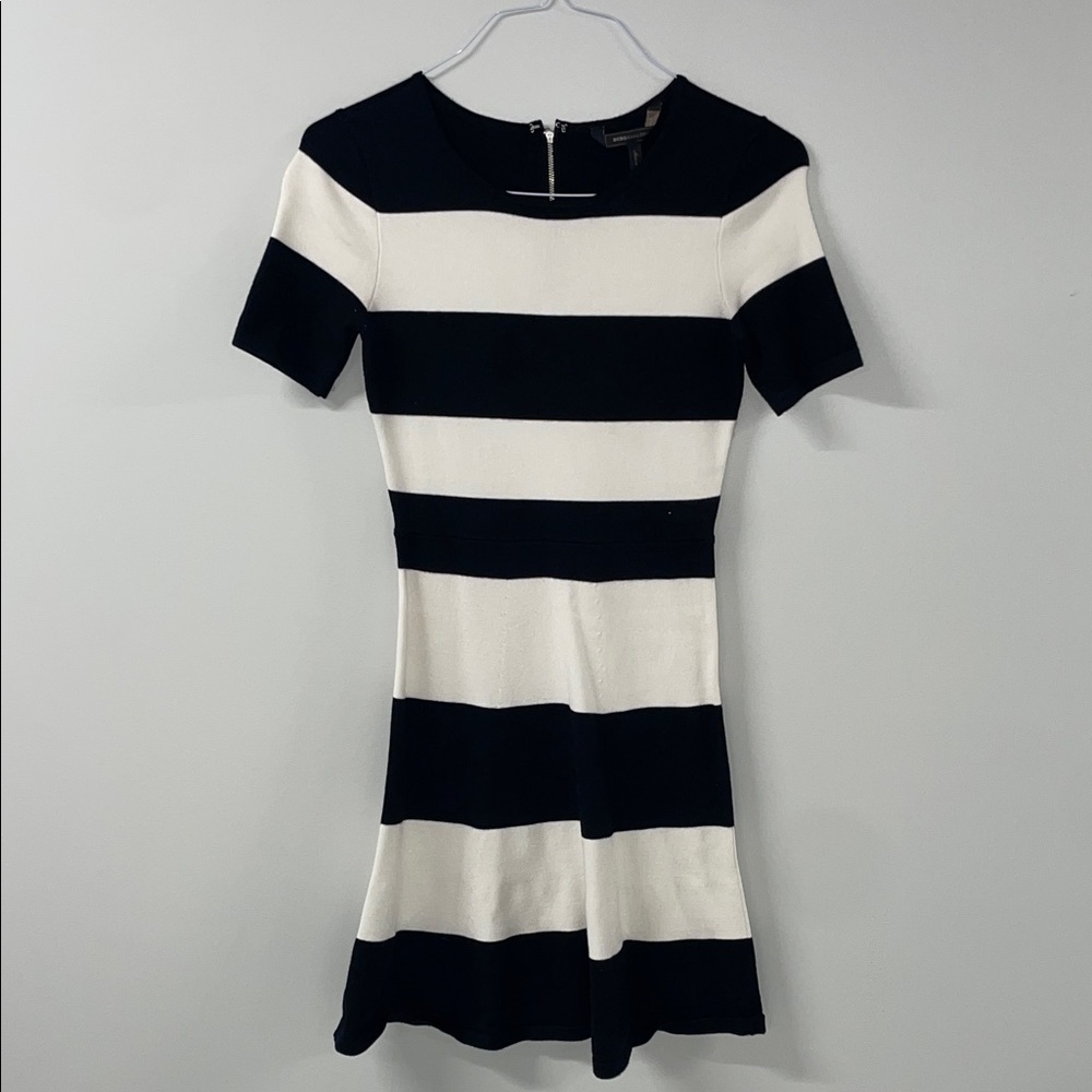 BCBGMaxAzria Black and White Striped Mini Dress